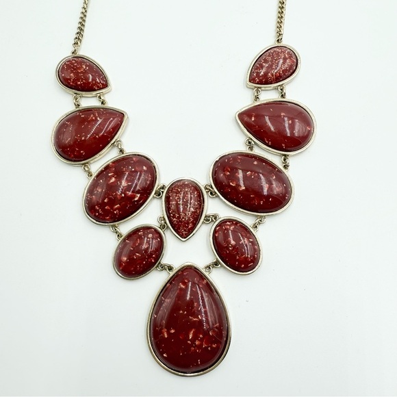 Wine Bib Acrylic Beaded Gold Toned Statement Necklace Chain - Picture 3 of 10